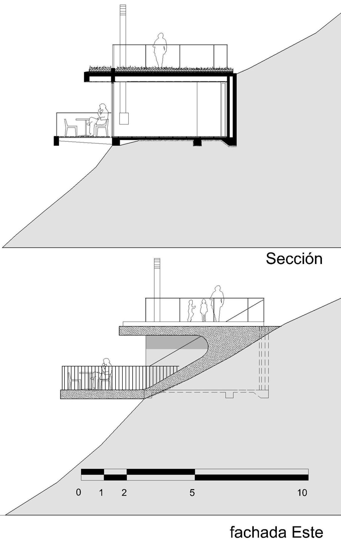 dibujos-refugio-2-03 shelter 02 section & elevation