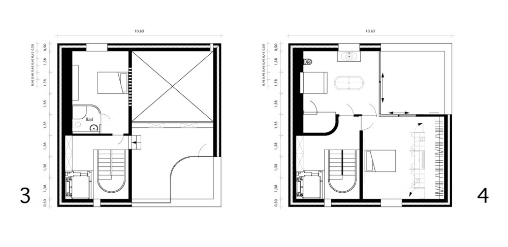 House - Topoi Engelsbrand - Office for Architecture Stocker third & fourth floor plan