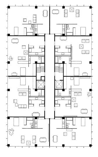 Lake Shore Drive Apartments - Rohe - Typical floor plan