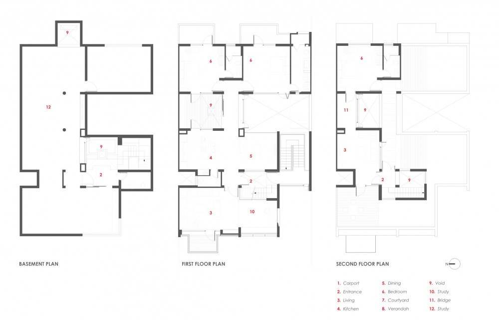 basement, second & third floor plans basement, second & third floor plans